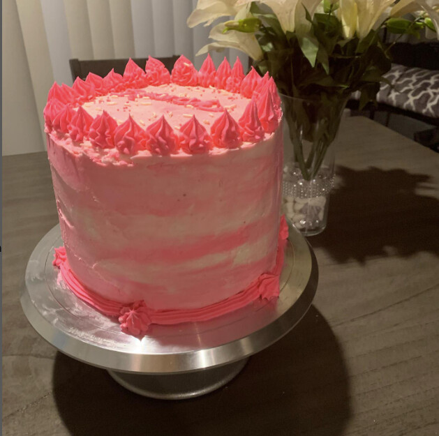 Five Layer Strawberry Cake