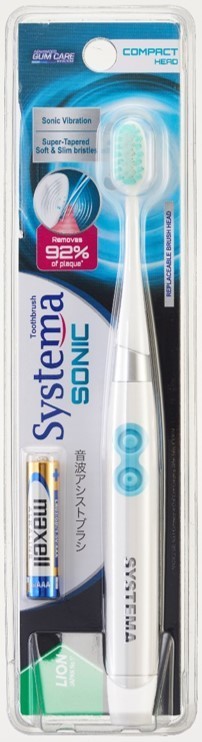 SONIC Toothbrush - SYSTEMA SOFT Bristles with smallest brush head (Blue Color) Battery Operated