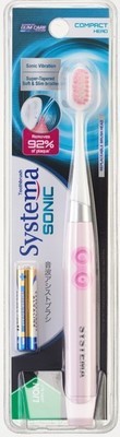 SONIC Toothbrush - SYSTEMA SOFT Bristles with smallest brush head (Pink Color) Battery Operated