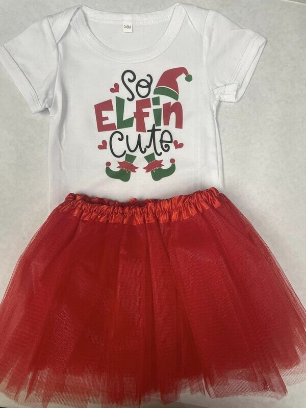 “So Elfin’ Cute” Baby Onesie &amp; Tutu Set