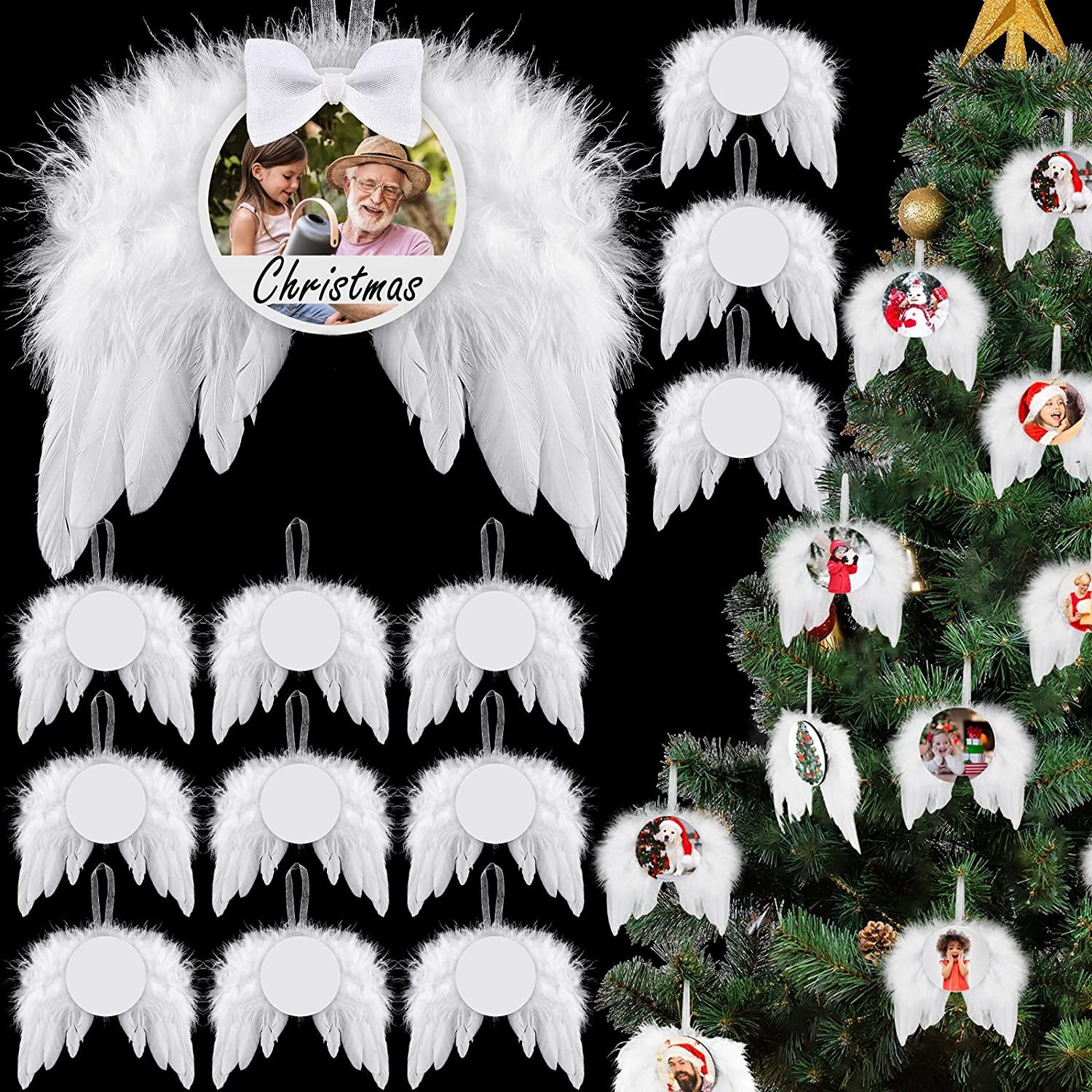​Customizable Angel Wing Christmas Ornaments