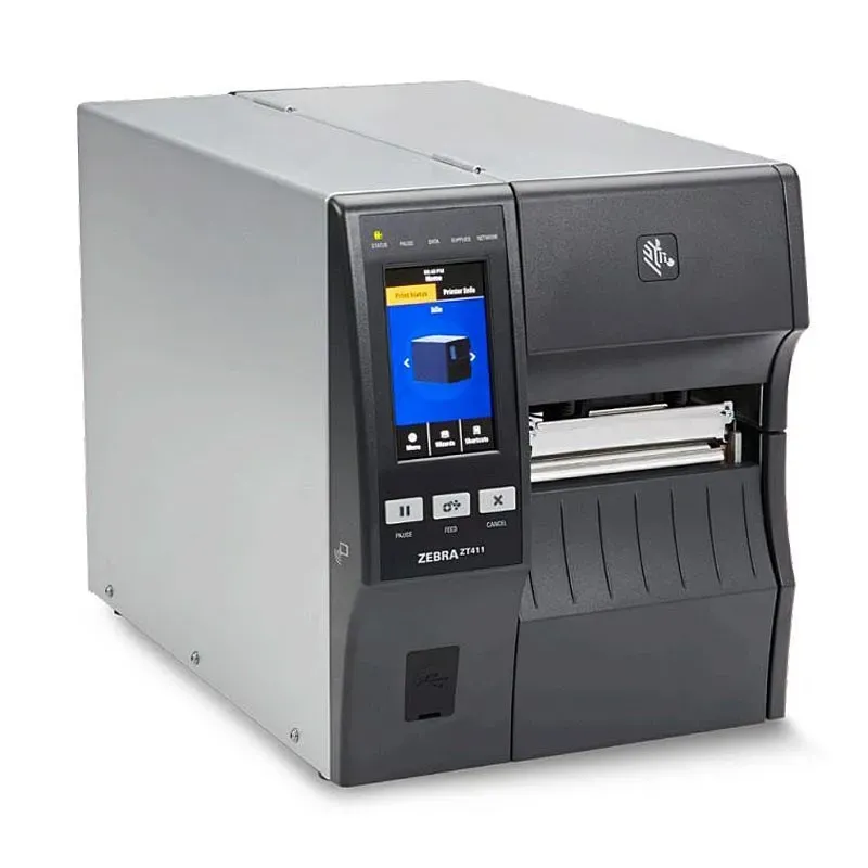 TT Printer ZT411; 4&#39;&#39;; 203 dpi; Euro and UK cord; Serial; USB; 10/100 Ethernet; Bluetooth 4.1/MFi; USB Host; EZPL