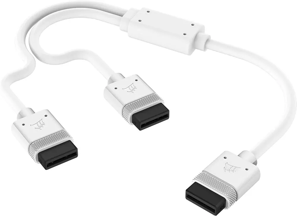 CORSAIR iCUE LINK Cable; 1x 600mm Y-Cable with Straight connectors; White