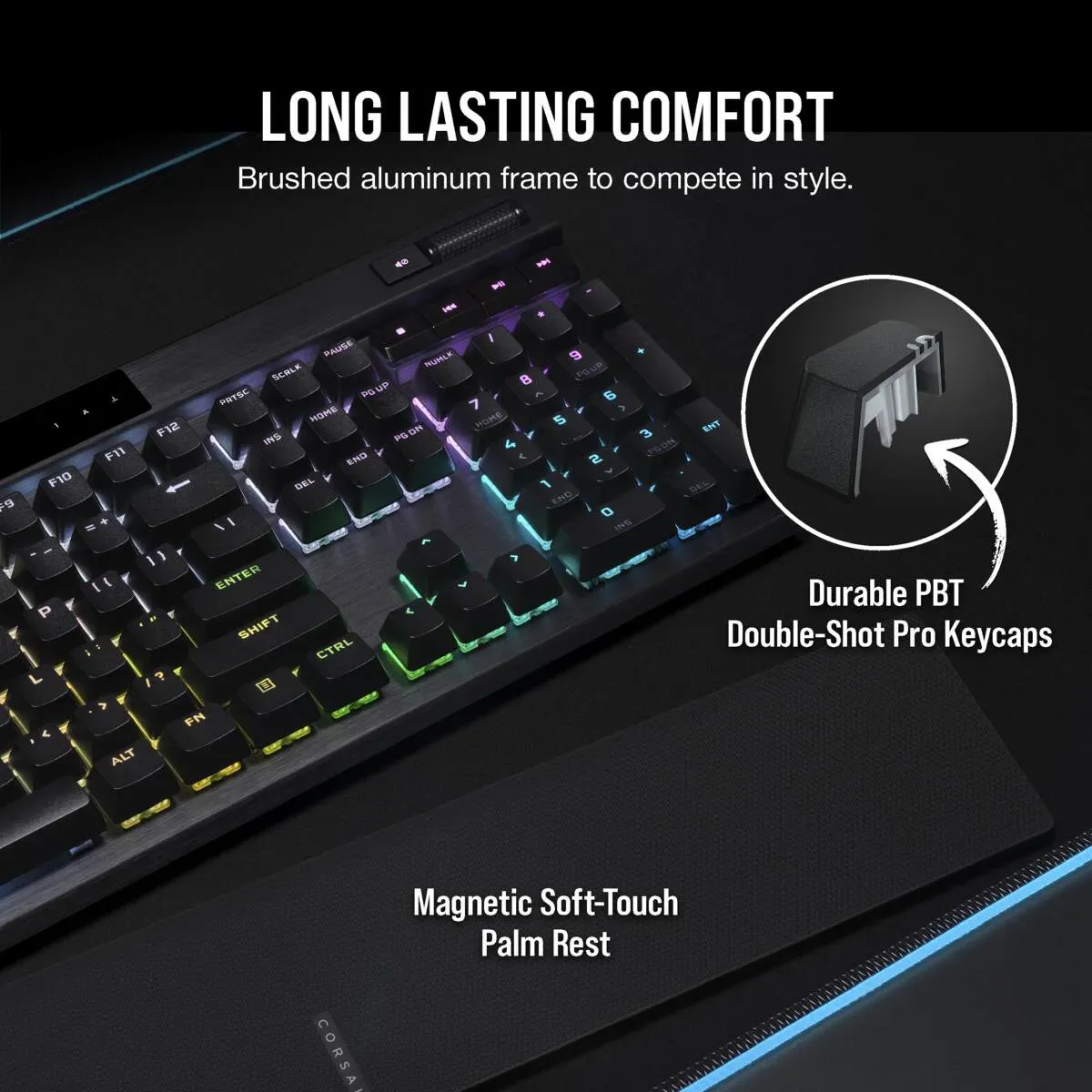 Corsair K70 PRO RGB Optical-Mechanical Gaming Keyboard - Corsair OPX switches - Black