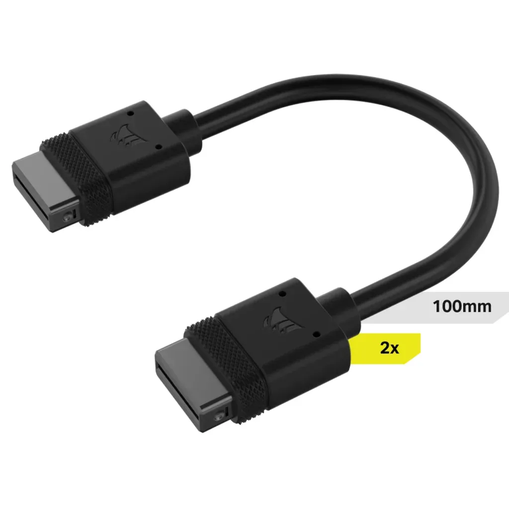 CORSAIR iCUE LINK Cable; 2x 100mm with Straight connectors; Black