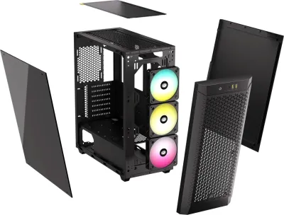 480T RGB Airflow Black Tempered Glass Mid-Tower; 2x 2.5&#39;&#39; Drive Bays; Up to 360mm; 1x 120mm fan incl