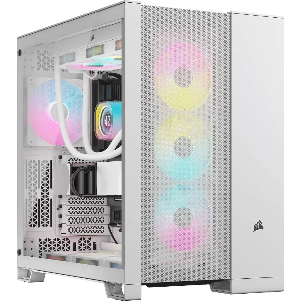 6500D Airflow White Tempered Glass Mid-Tower; 2x 3.5&#39;&#39; |  2x 2.5&#39;&#39; Drive Bays; Up to 360mm Radiator compatible