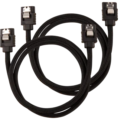 Corsair Premium Sleeved SATA Data Cable Set with Straight Connectors; Black; 60cm