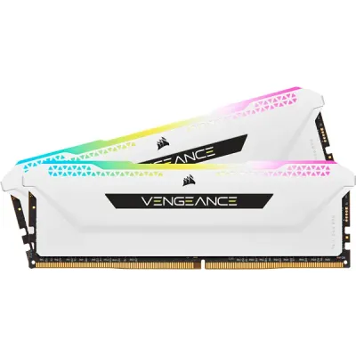 Corsair VENGEANCE® RGB PRO SL 16GB (2 x 8GB) DDR4 DRAM 3200MHz C16 Memory Kit; 18-22-22-42; 1.35; White