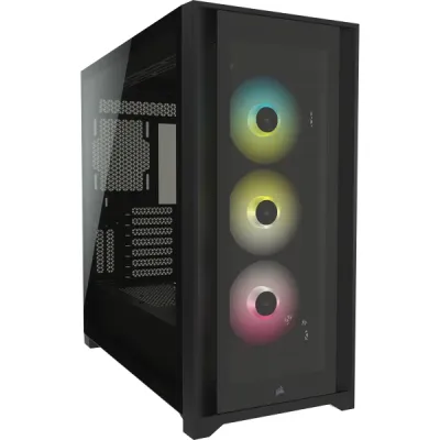 5000X RGB Black Tempered Glass Mid-Tower; 2x 3.5&#39;&#39; |  4x 2.5&#39;&#39; Drive Bays; Up to 360mm Radiator compatible; 3x 120mm fan incl