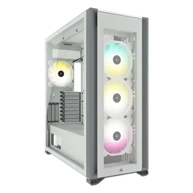 7000X RGB White Tempered Glass Mid-Tower; 6x 3.5&#39;&#39; |  3x 2.5&#39;&#39; Drive Bays; 480mm Radiator Compatible; 4x 140mm RGB Fans incl