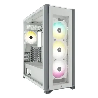 7000X RGB White Tempered Glass Mid-Tower; 6x 3.5&#39;&#39; |  3x 2.5&#39;&#39; Drive Bays; 480mm Radiator Compatible; 4x 140mm RGB Fans incl