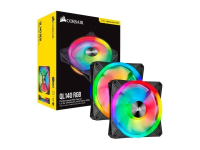 Corsair iCUE QL140 RGB 140mm PWM Dual Fan Kit with Lighting Node CORE