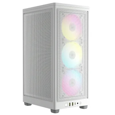 iCUE 2000D RGB AIRFLOW White Mini-ITX PC Case; 3x 2.5&#39;&#39; Drive Bays; Up to 360mm Radiator compatible; 2x 120mm fan incl