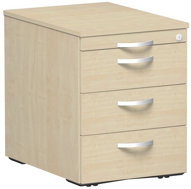 Schreibtisch-Container mit 3 Schubladen und Kleingefachauszug, Korpus und Frontfarbe: Ahron