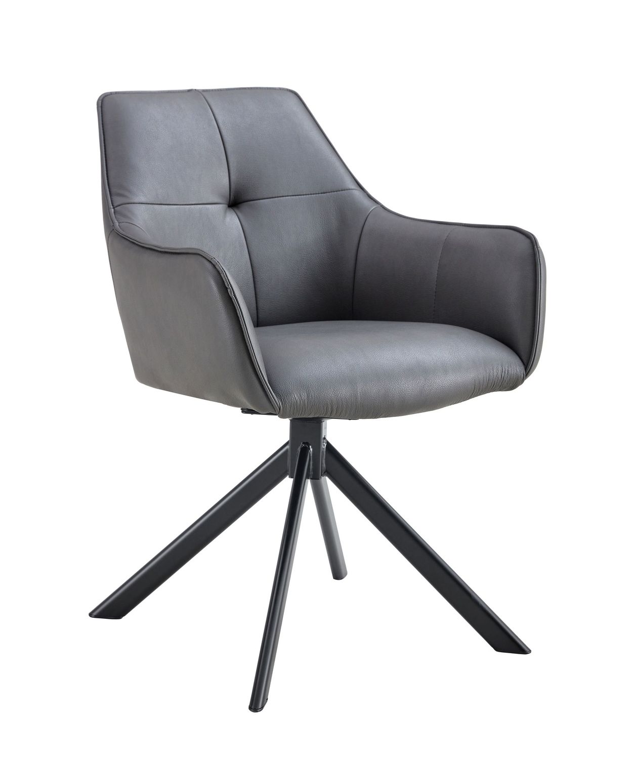 Grey Faux Leather Swivel Chair (Set of 2)