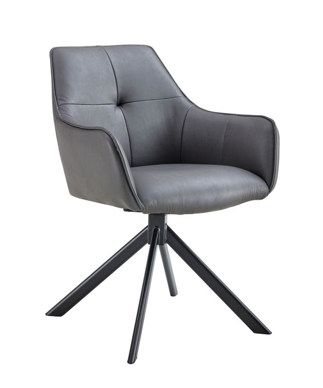 Grey Faux Leather Swivel Chair (Set of 2)