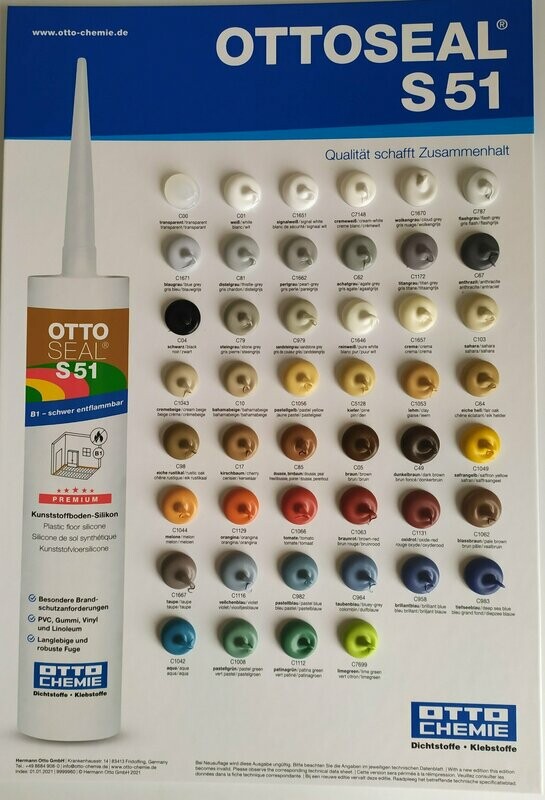 NUANCIER Silicone sols pvc, lino, vinyl S51