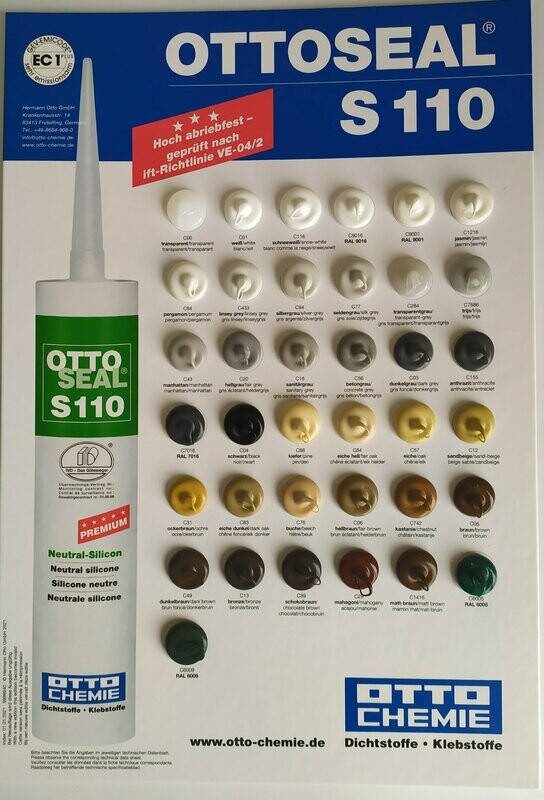 NUANCIER Silicone fenêtre et sanitaire S110