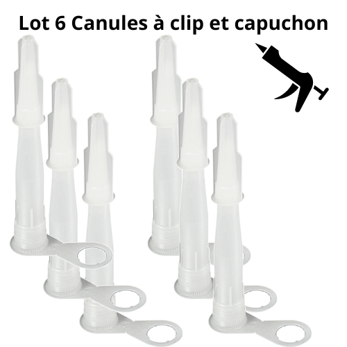 Lot 6 Canules à Clip et Bouchon