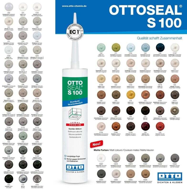S100 – Silicone Sanitaire Premium – Couleurs Brillantes