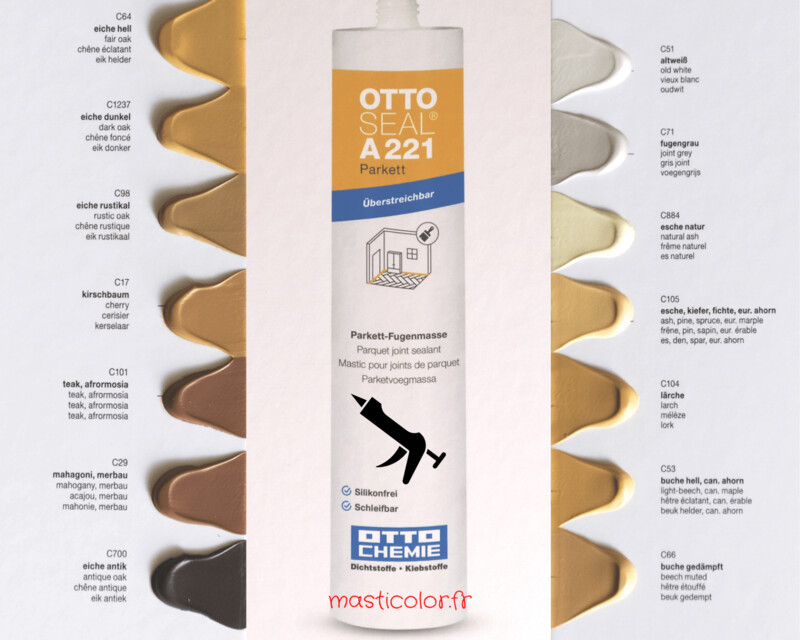 A221 – Mastic Acrylique Parquet & Bois – 14 Teintes
