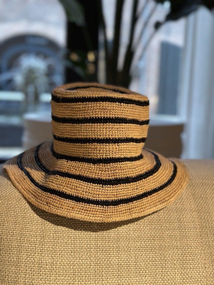 Vince Raffia Straw Stripe Hat