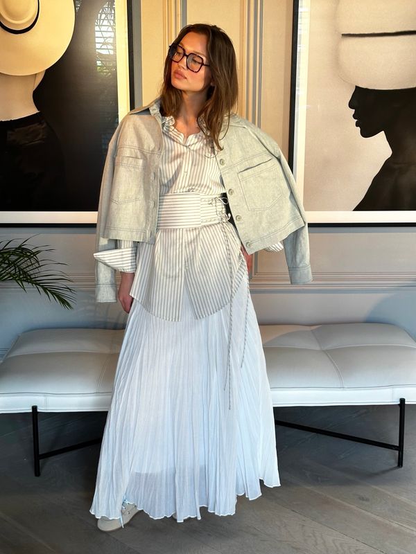 ROHE Silk Stripe Belted Shirt