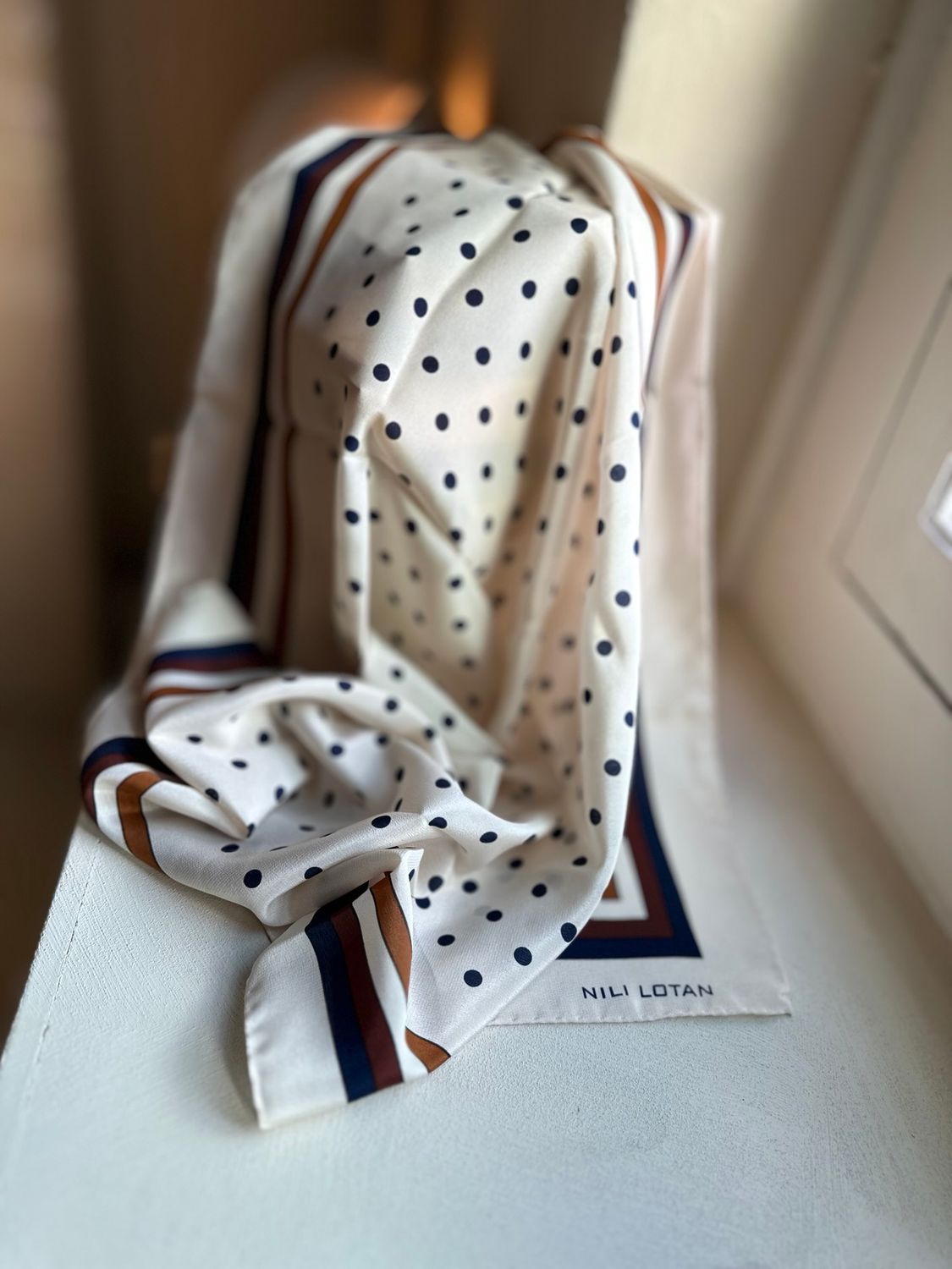 Nili Lotan Vintage Polka Dot Scarf