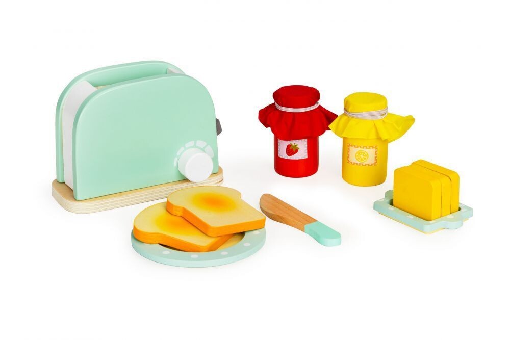 WOODEN TOASTER TOY WITH ACCESORIES