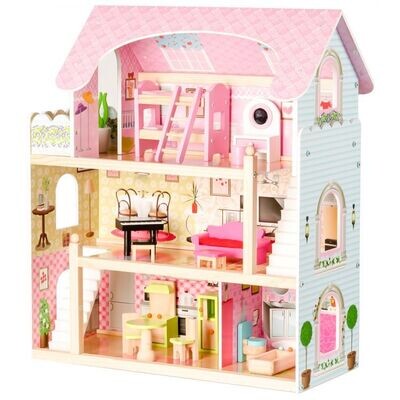 WOODEN DOLLHOUSE WITH FURNITURE - DREAM RESIDENCE