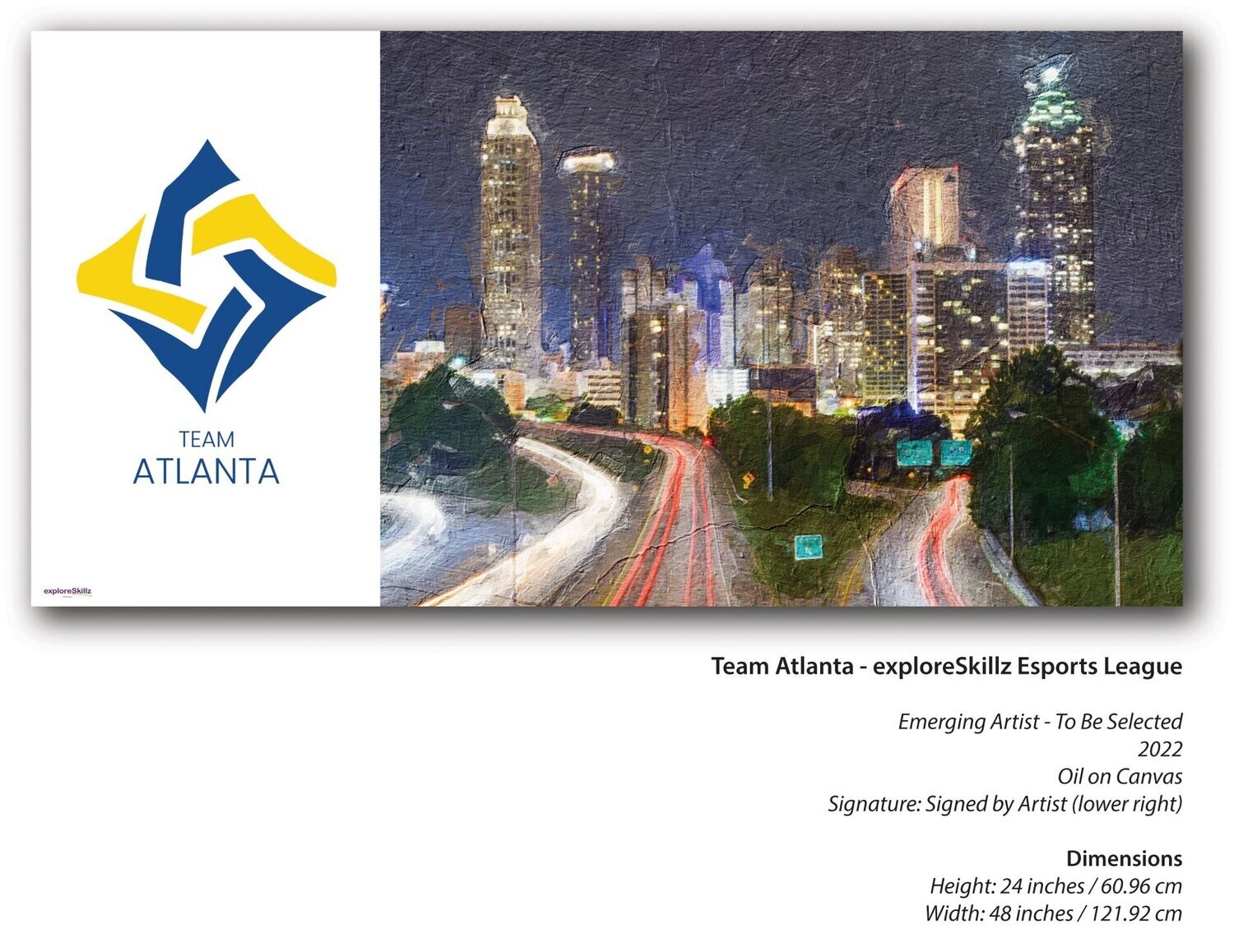 Auction Item - exploreSkillz Esports League Team Atlanta Oil on Canvas Painting and NFT