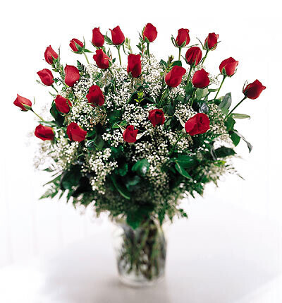 24 Red Roses in a Vase