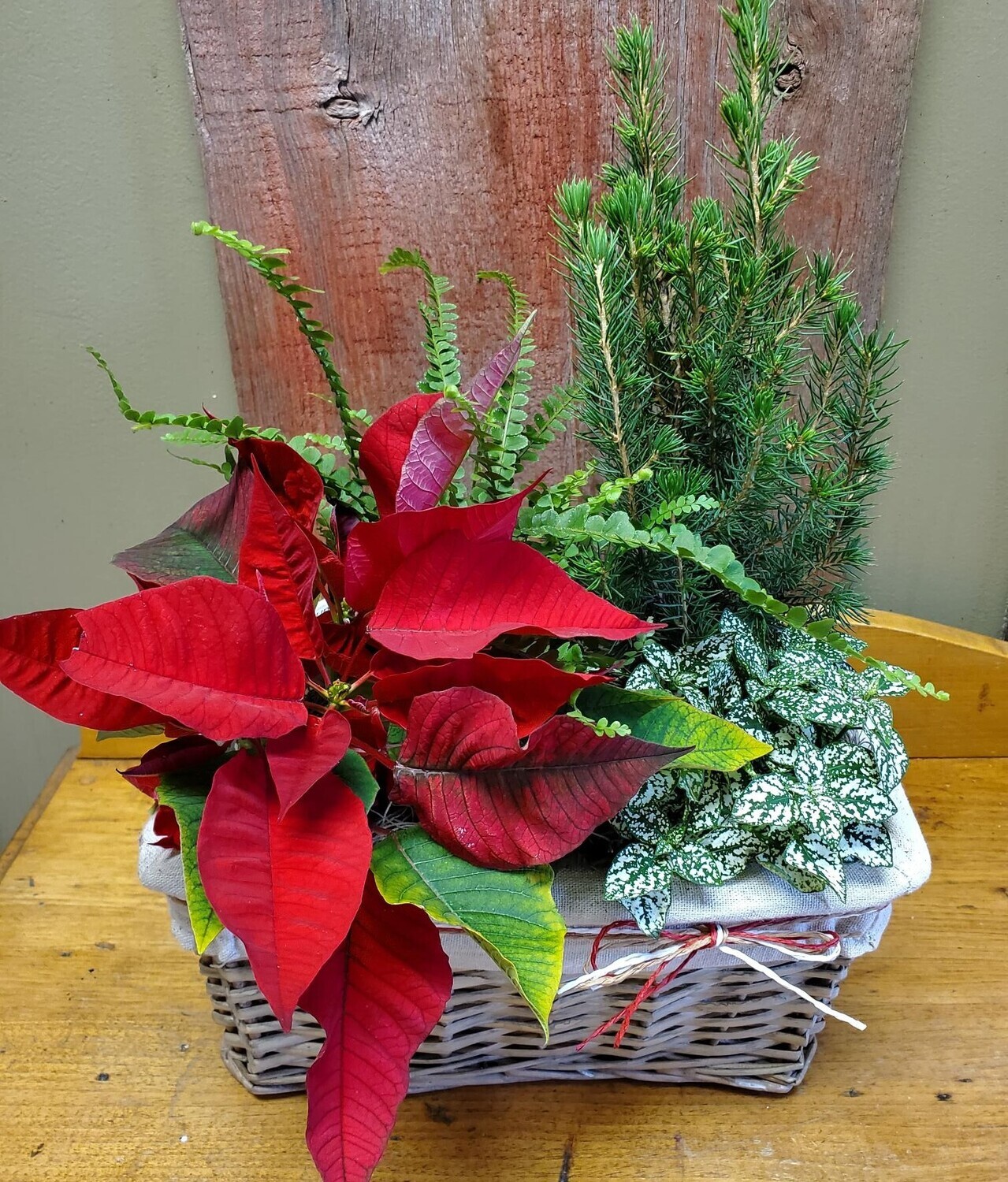 11" Wicker Basket Christmas Planter