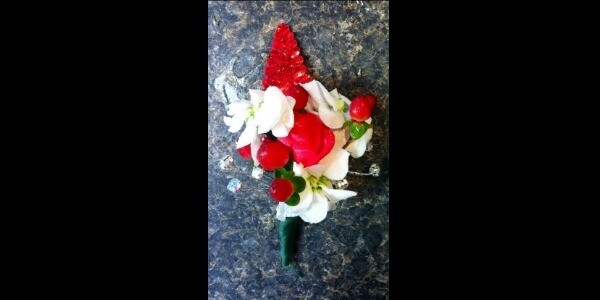Red & White Boutonniere