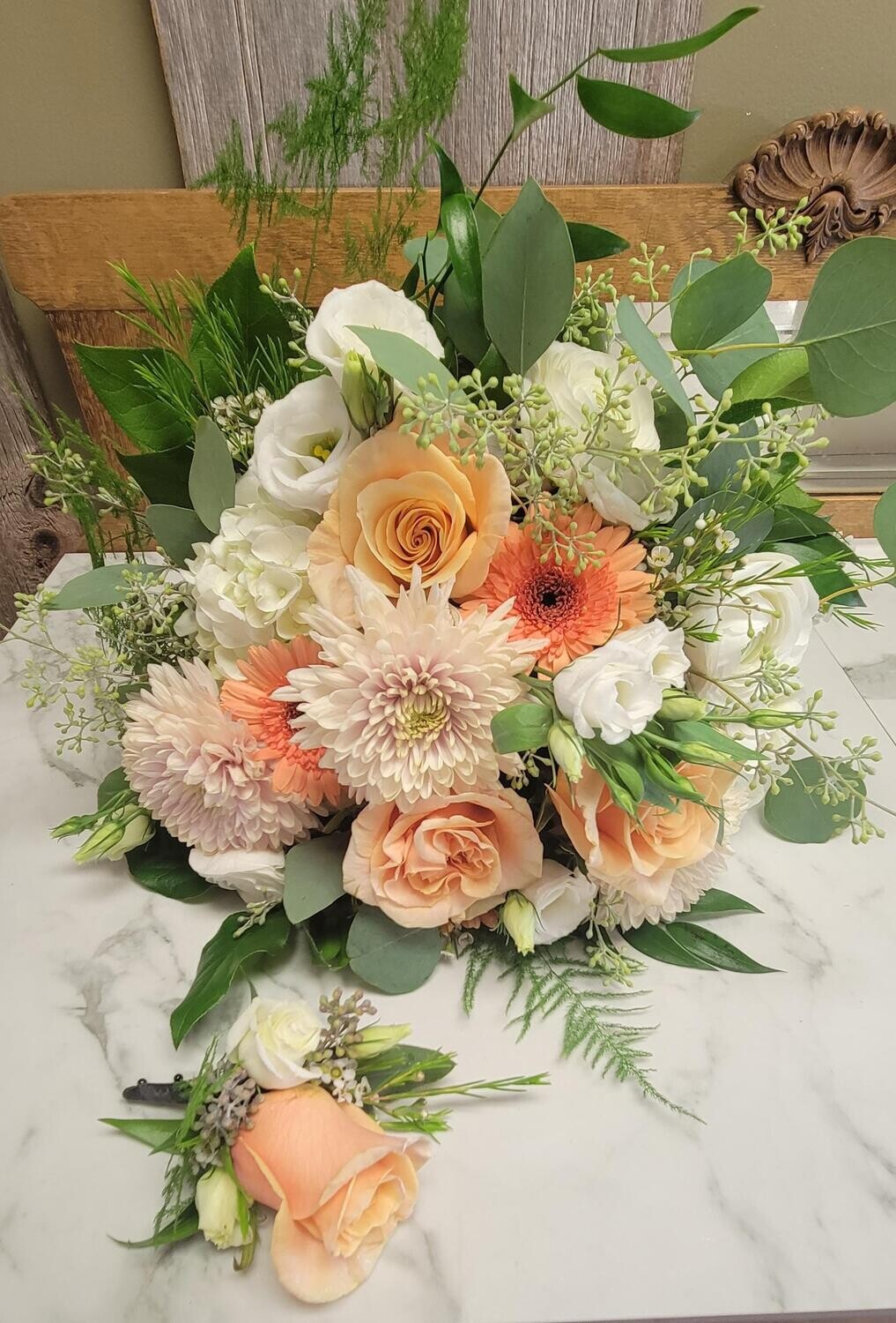 Bridal Bouquet & Boutonniere Combo #10
