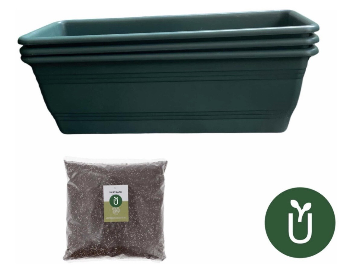 Maceta Jardinera Plástico - Incluye Tierra Sustrato