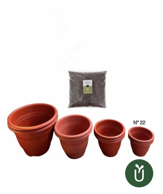Maceta Plástico No 22 - Incluye Tierra Sustrato