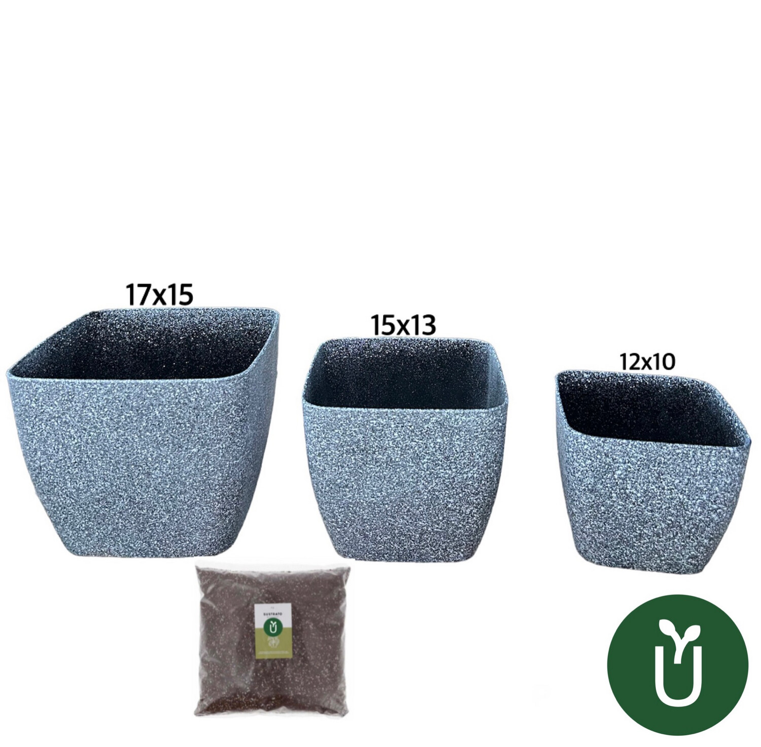 Maceta Plástico Cuadrada 17x15 - Incluye Sustrato - Envíos