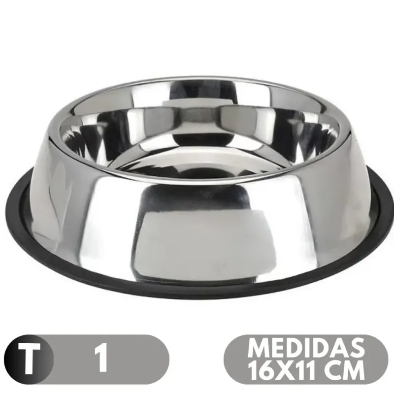 PLATO COMEDERO DE ACERO INOXIDABLE PEQUEÑO 16CM