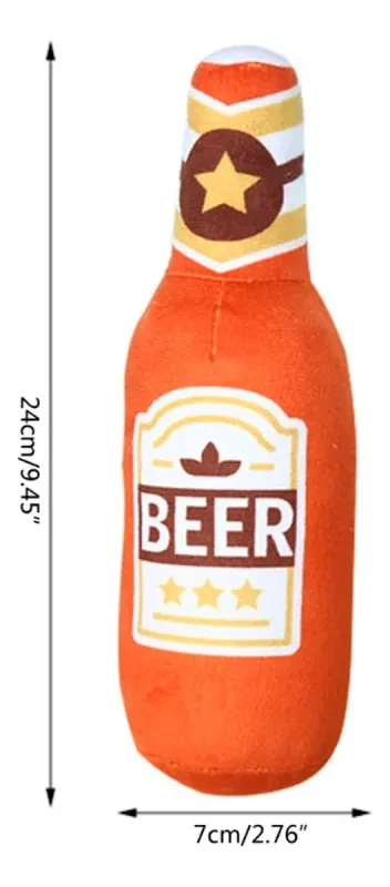 JUGUETE PELUCHE BOTELLA CERVEZA PARA TU MASCOTA