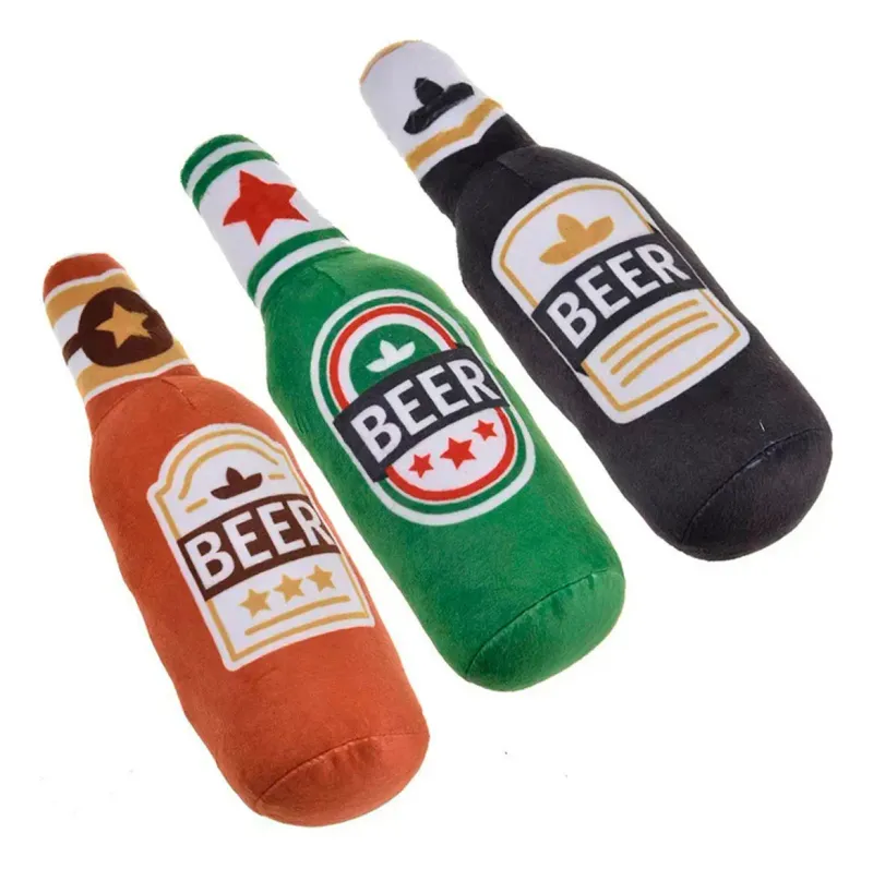 JUGUETE PELUCHE BOTELLA CERVEZA PARA TU MASCOTA