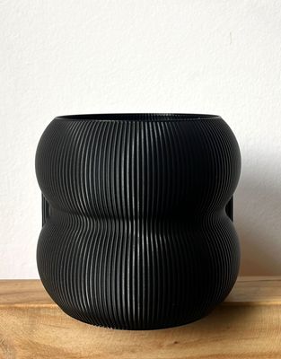 MACETA GORDO DOBLE MEDIANA NEGRA 3D 12CM