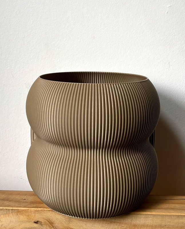 MACETA GORDO DOBLE MEDIANA BEIGE 3D 12CM