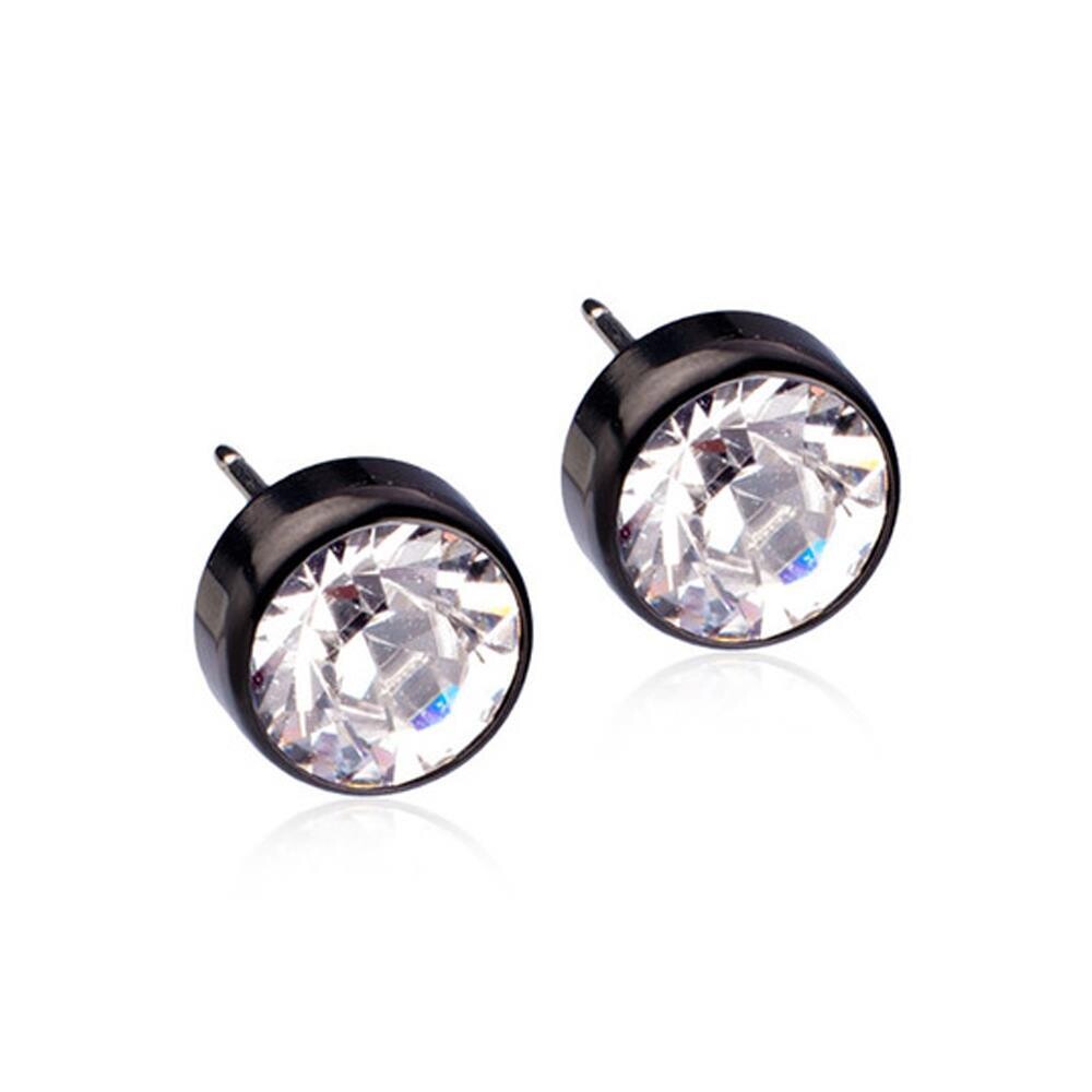 ØREDOBBER Sort med Bezel Crystal 4 mm