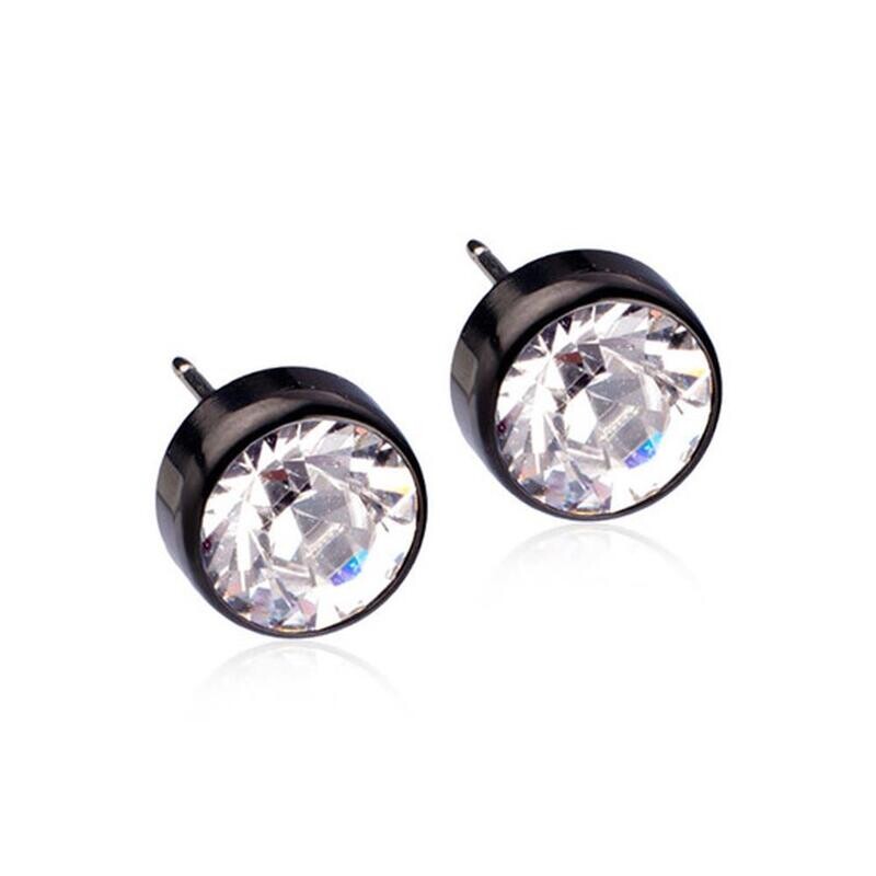 ØREDOBBER Sort med Bezel Crystal 4 mm