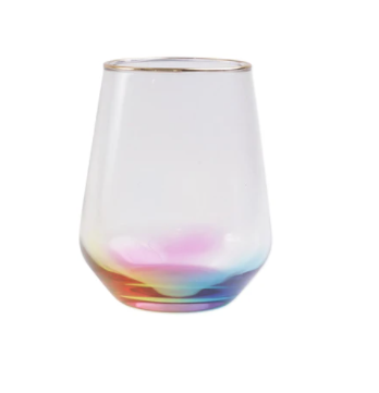 VIETRI Rainbow Pink Stemless Wine Glass VBOW-P52121