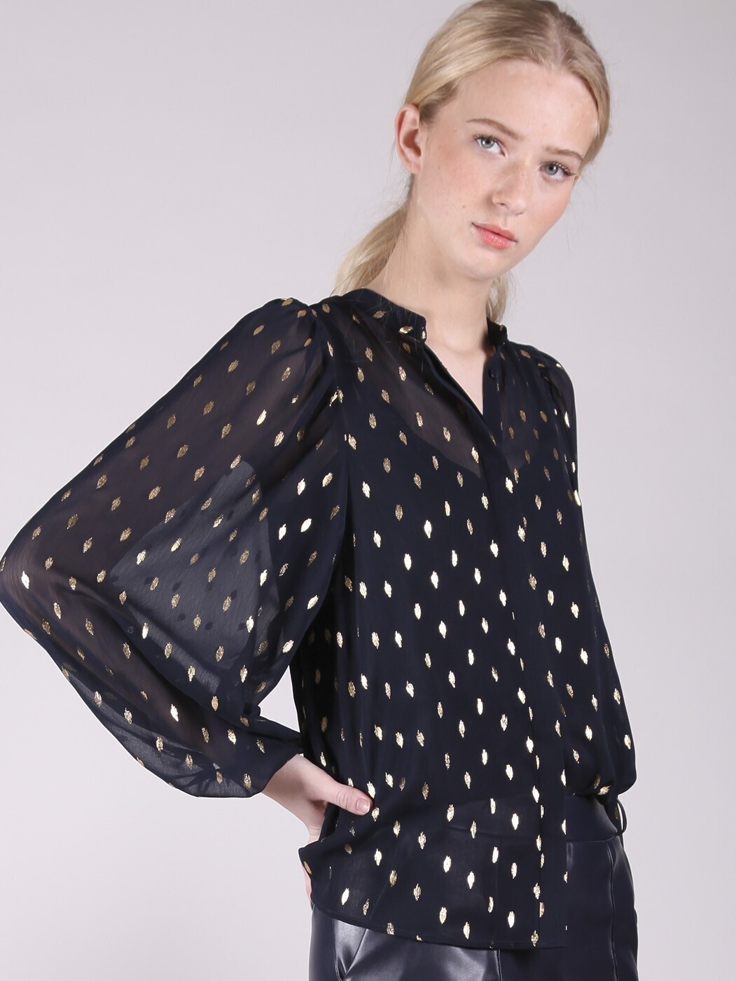 VILAGALLO Edina Navy Gold Pl Shirt