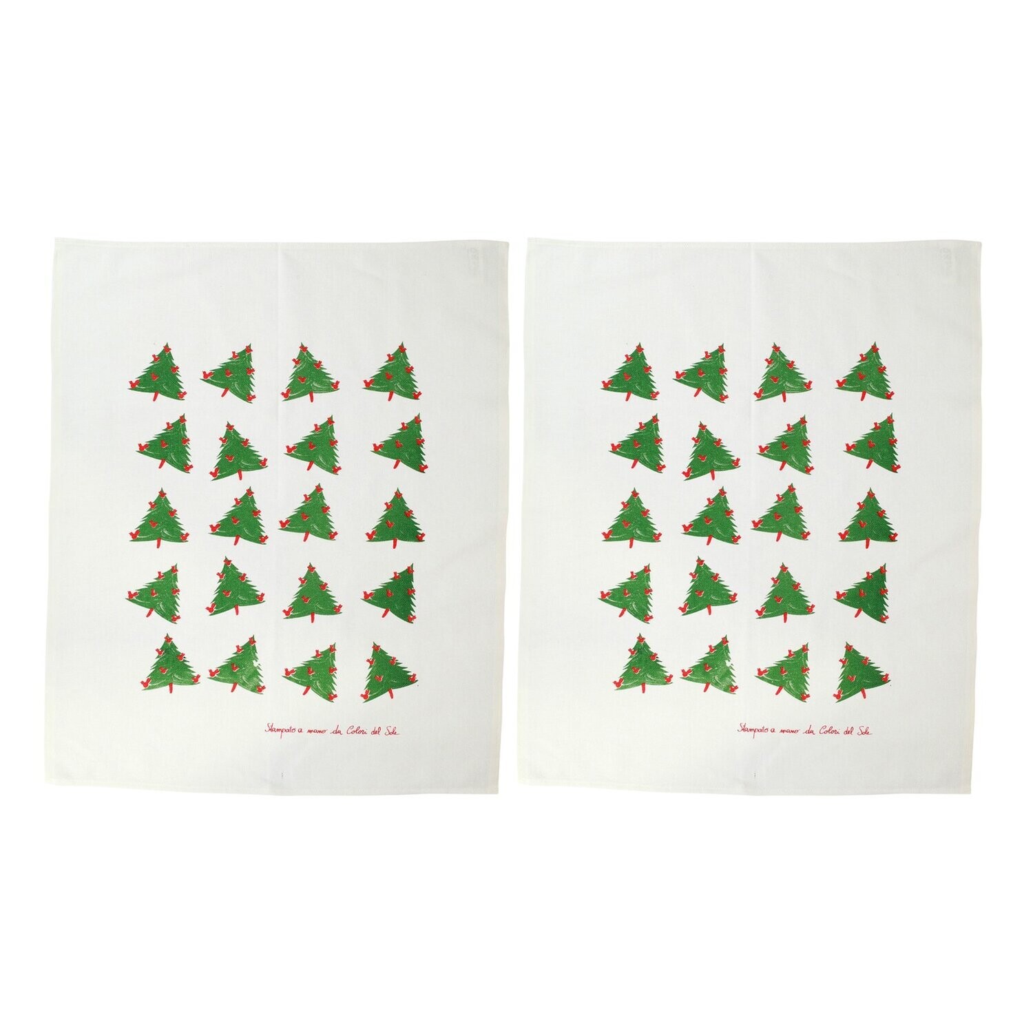 VIETRI Siciliano Holiday Tree Dish Towels SET/2
