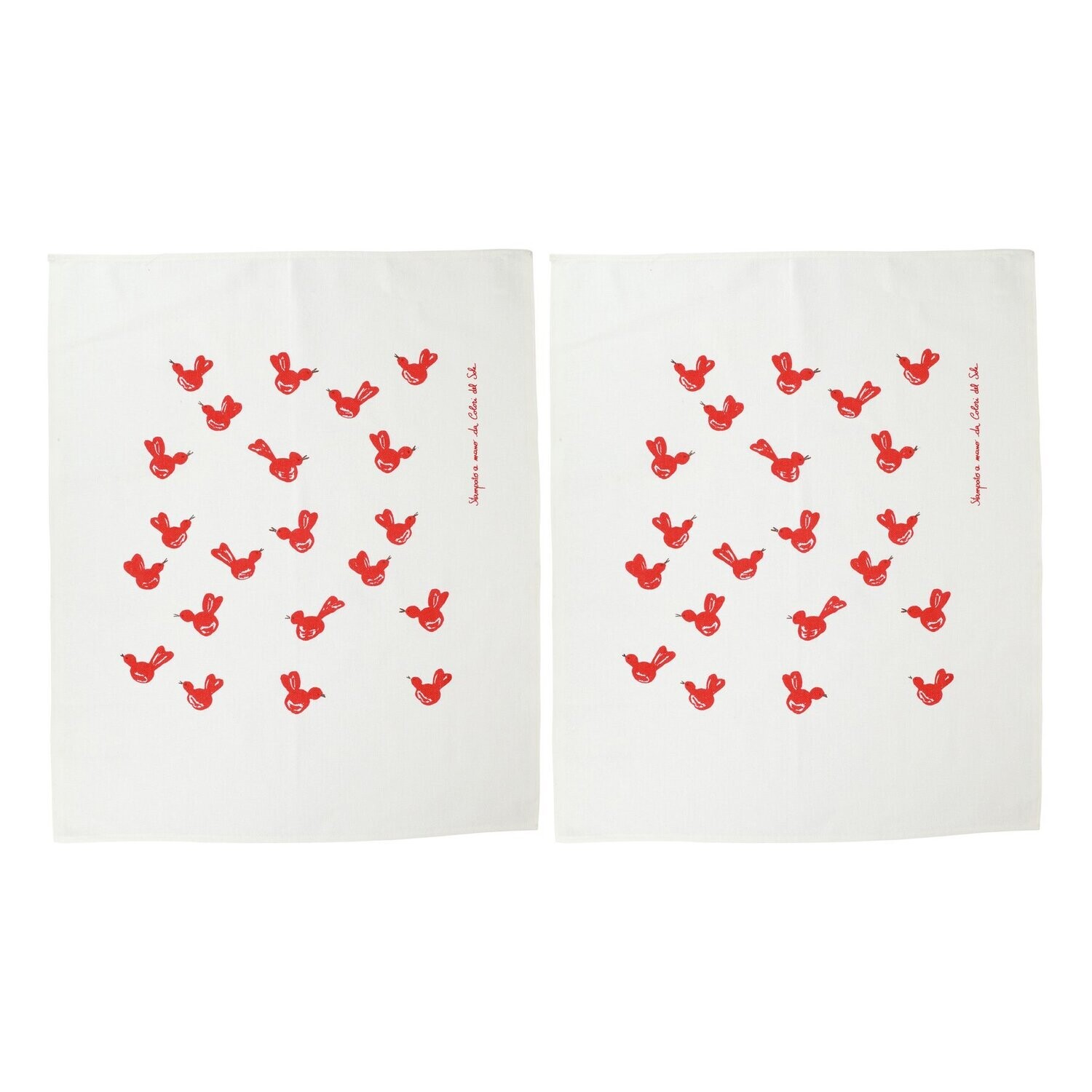 VIETRI Siciliano Linens Red Bird dish towels